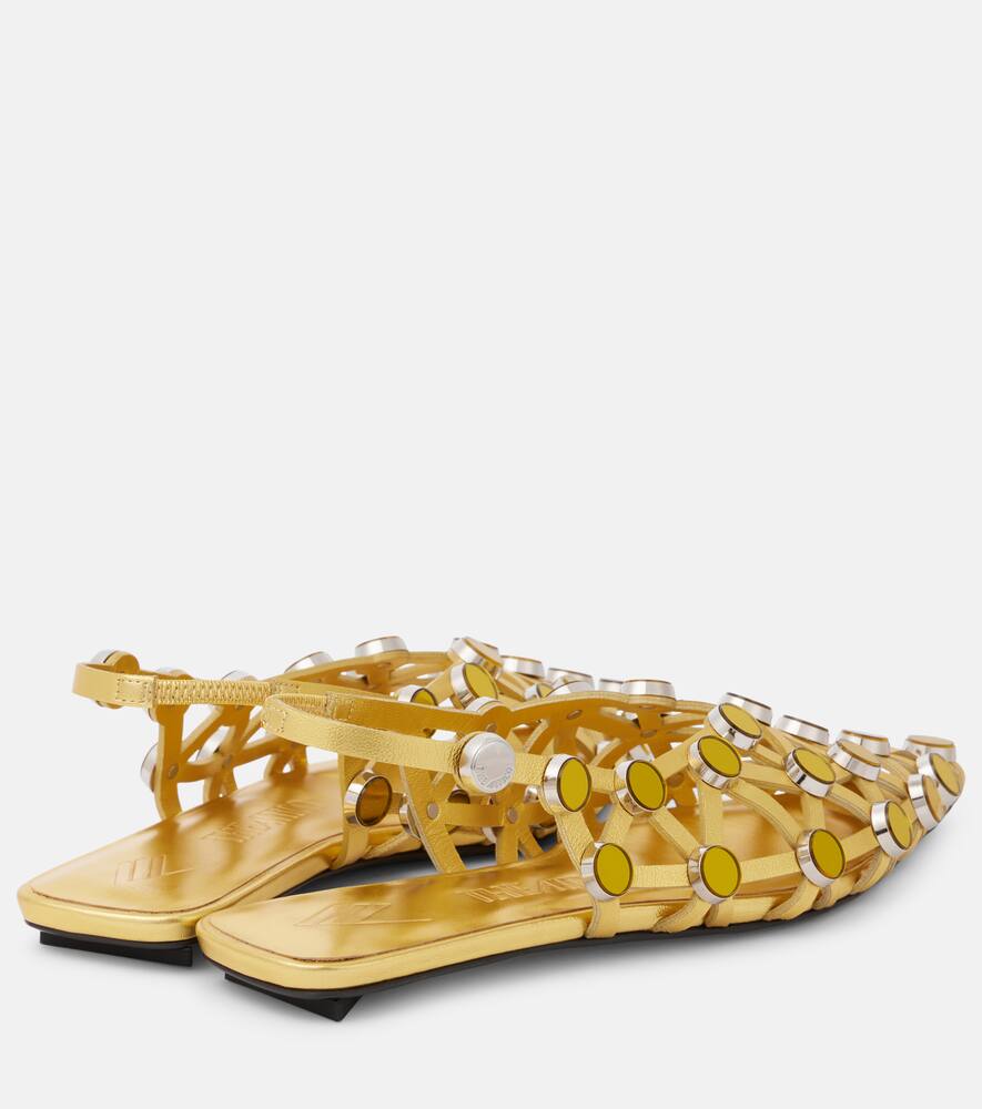 The Attico Grid metallic leather slingback flats