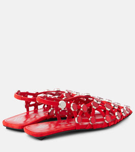 The Attico Grid studded suede slingback flats
