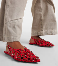 The Attico Grid studded suede slingback flats