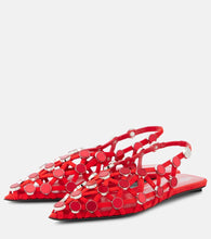 The Attico Grid studded suede slingback flats