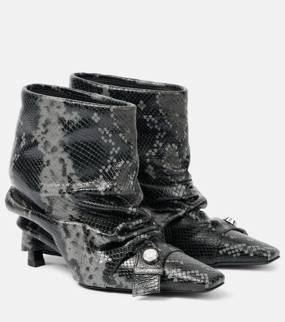 The Attico Juno 95 snake-effect leather ankle boots