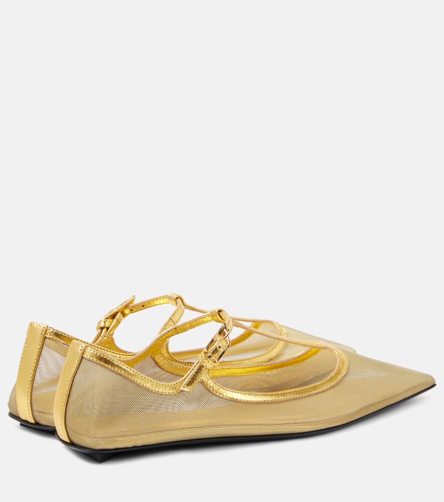 The Attico Juno mesh Mary Jane flats
