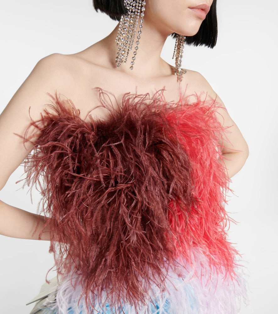 The Attico Keri feather-embellished minidress