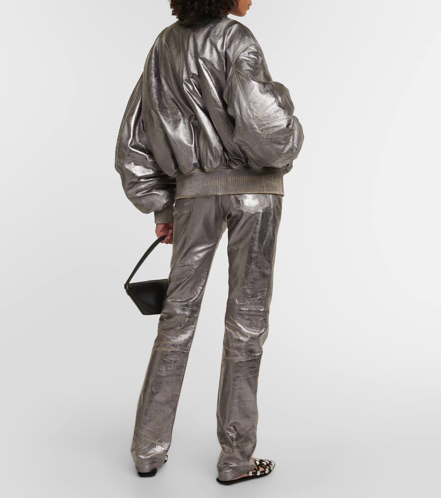 The Attico Metallic leather bomber jacket