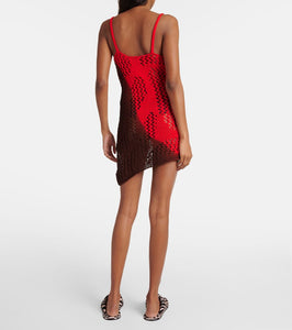 The Attico Printed cotton crochet minidress