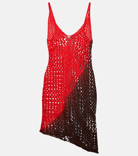 The Attico Printed cotton crochet minidress