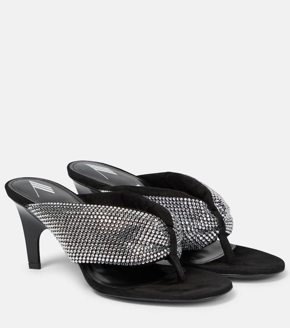 The Attico Rem satin crystal-embellished thong sandals