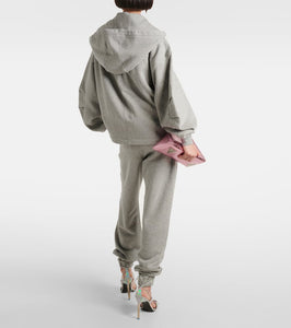 The Attico Ruched cotton jersey zip-up hoodie