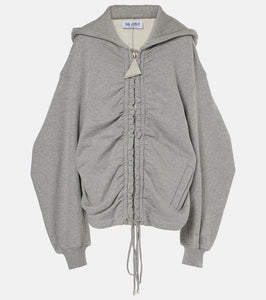 The Attico Ruched cotton jersey zip-up hoodie