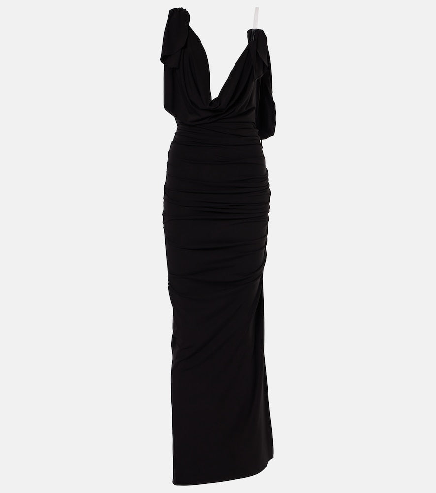 The Attico Ruched draped jersey gown. Attico褶皱垂褶针织礼服
