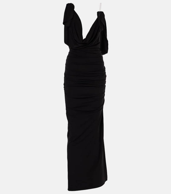 The Attico Ruched draped jersey gown