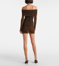 The Attico Ruched off-shoulder jersey minidress