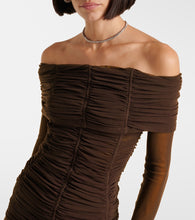The Attico Ruched off-shoulder jersey minidress