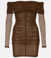 The Attico Ruched off-shoulder jersey minidress. Attico 褶皱露肩针织迷你连衣裙