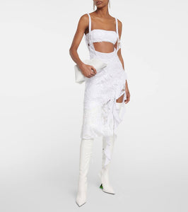 The Attico Sequin-embellished cutout midi dress