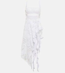 The Attico Sequin-embellished cutout midi dress