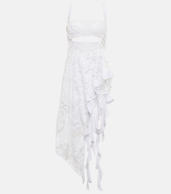 The Attico Sequin-embellished cutout midi dress