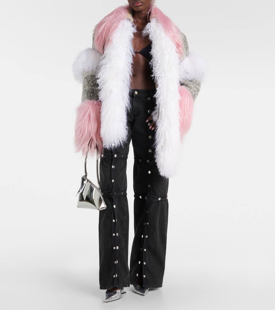 The Attico Shearling-trimmed leather jacket