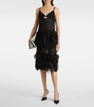 The Attico Sheer feather-trimmed midi dress