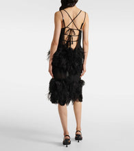 The Attico Sheer feather-trimmed midi dress
