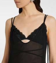 The Attico Sheer feather-trimmed midi dress