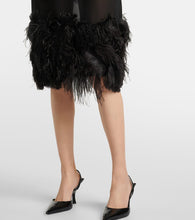 The Attico Sheer feather-trimmed midi dress