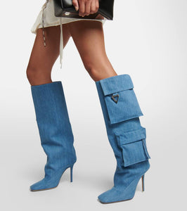 The Attico Sienna Tube denim knee-high boots