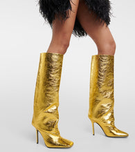 The Attico Sienna crinkled laminated leather knee-high boots 105mm