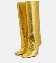 The Attico Sienna crinkled laminated leather knee-high boots 105mm