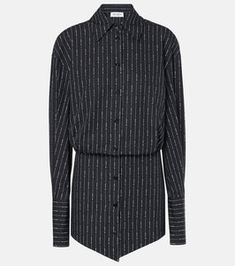 The Attico Silvye logo striped cotton shirt dress