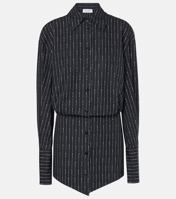 The Attico Silvye logo striped cotton shirt dress