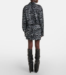 The Attico Silvye zebra-print satin shirt dress