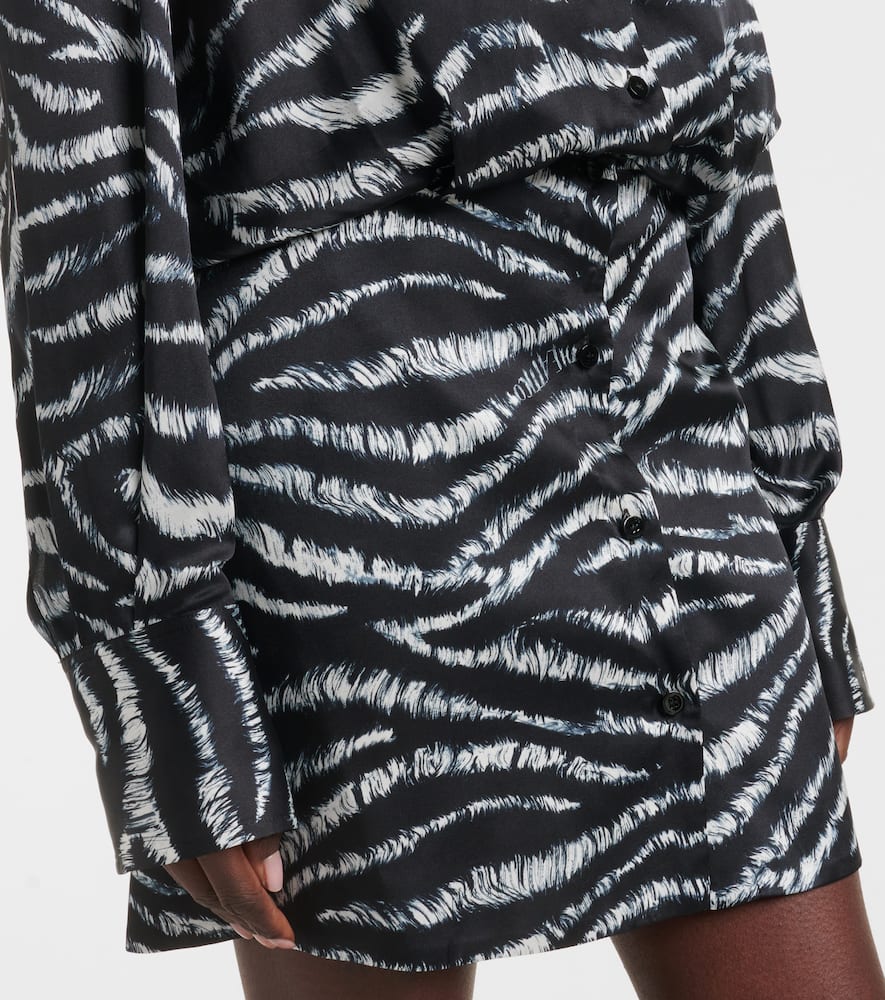 The Attico Silvye zebra-print satin shirt dress