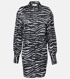 The Attico Silvye zebra-print satin shirt dress
