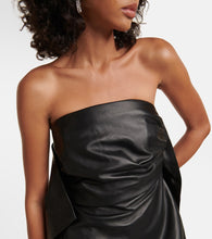 The Attico Strapless leather minidress