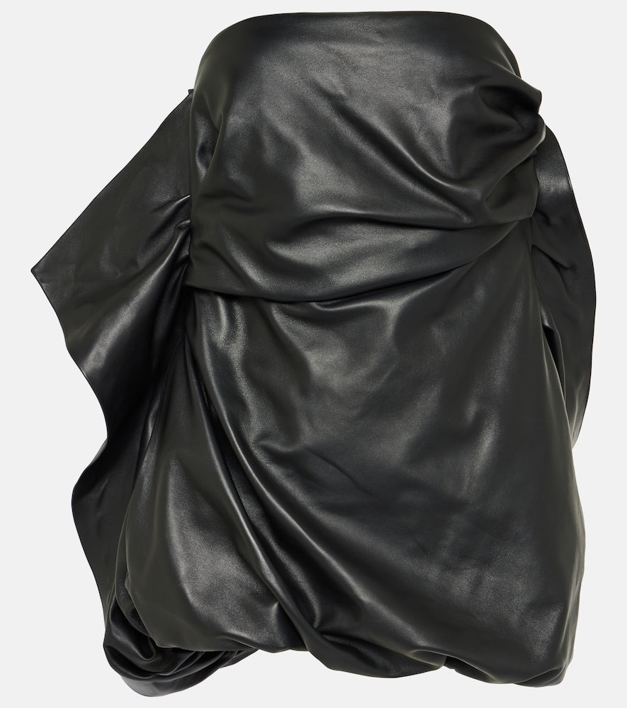 The Attico Strapless leather minidress. Attico 无肩带皮革迷你连衣裙