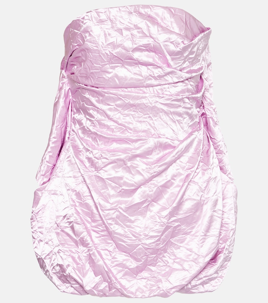 The Attico Strapless satin minidress. Attico 无肩带缎面迷你连衣裙