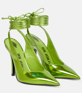 The Attico Venus faux leather slingback pumps