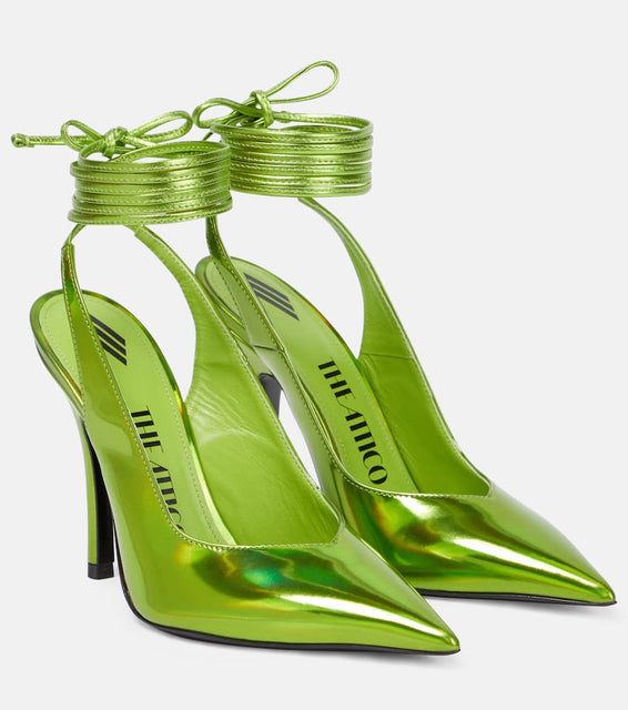 The Attico Venus faux leather slingback pumps