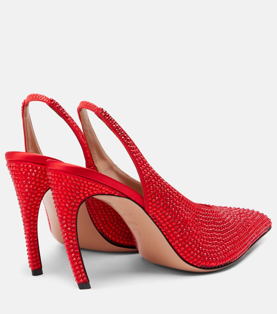 The Attico Viper 95 embellished slingback pumps