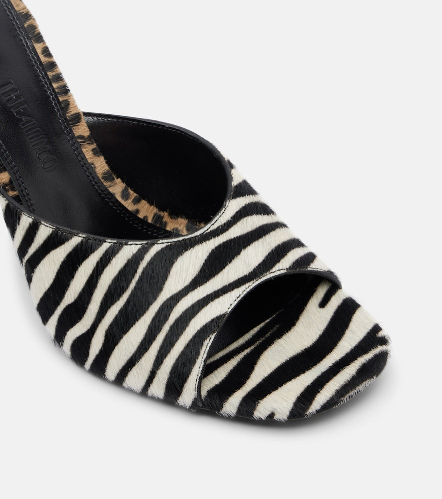 The Attico Betta zebra-print calf hair mules in Multicoloured - Heeled Sandals