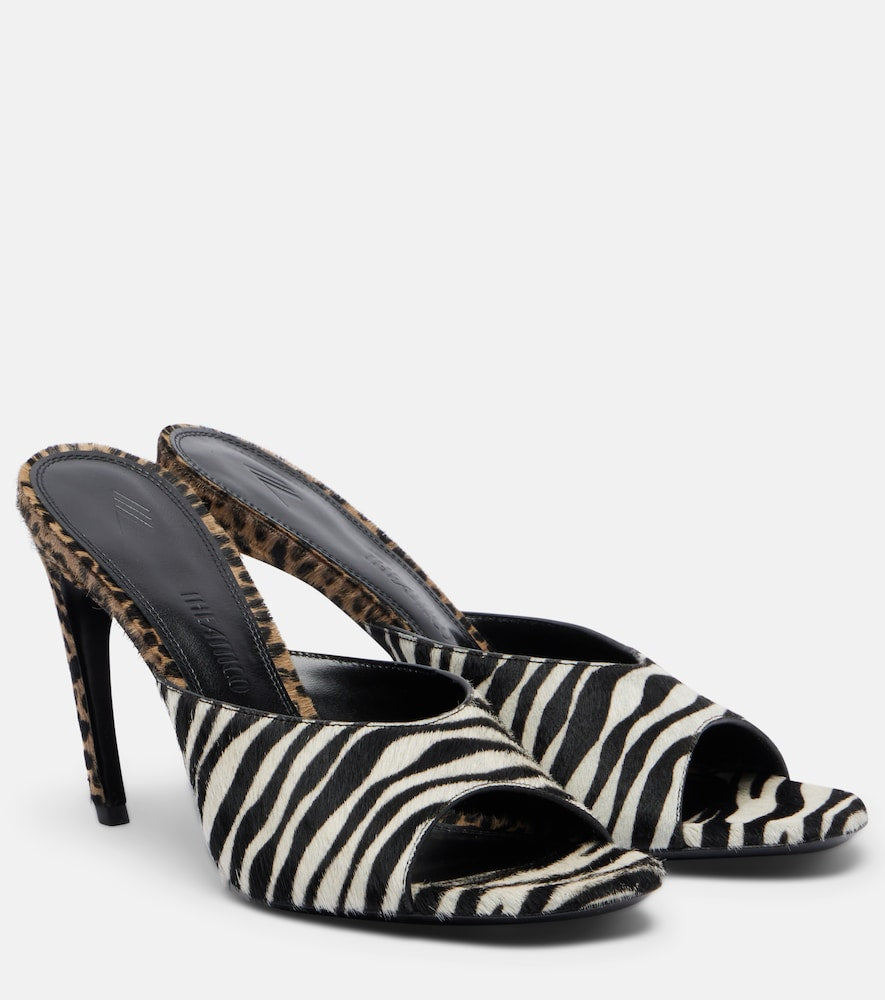 The Attico Betta zebra-print calf hair mules in Multicoloured - Heeled Sandals