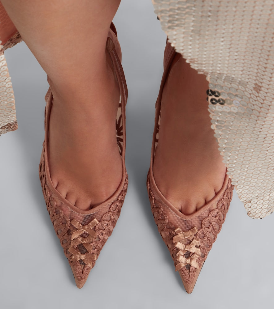 The Attico Cheope embroidered slingback pumps in Pink - High-Heel Pumps