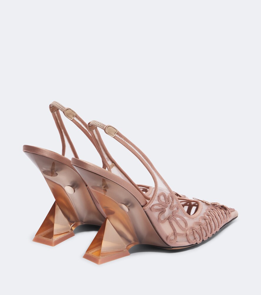 The Attico Cheope embroidered slingback pumps in Pink - High-Heel Pumps