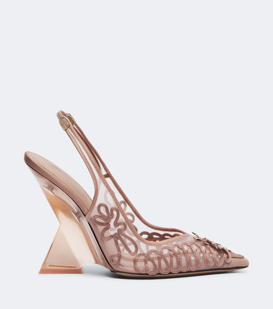 The Attico Cheope embroidered slingback pumps in Pink - High-Heel Pumps