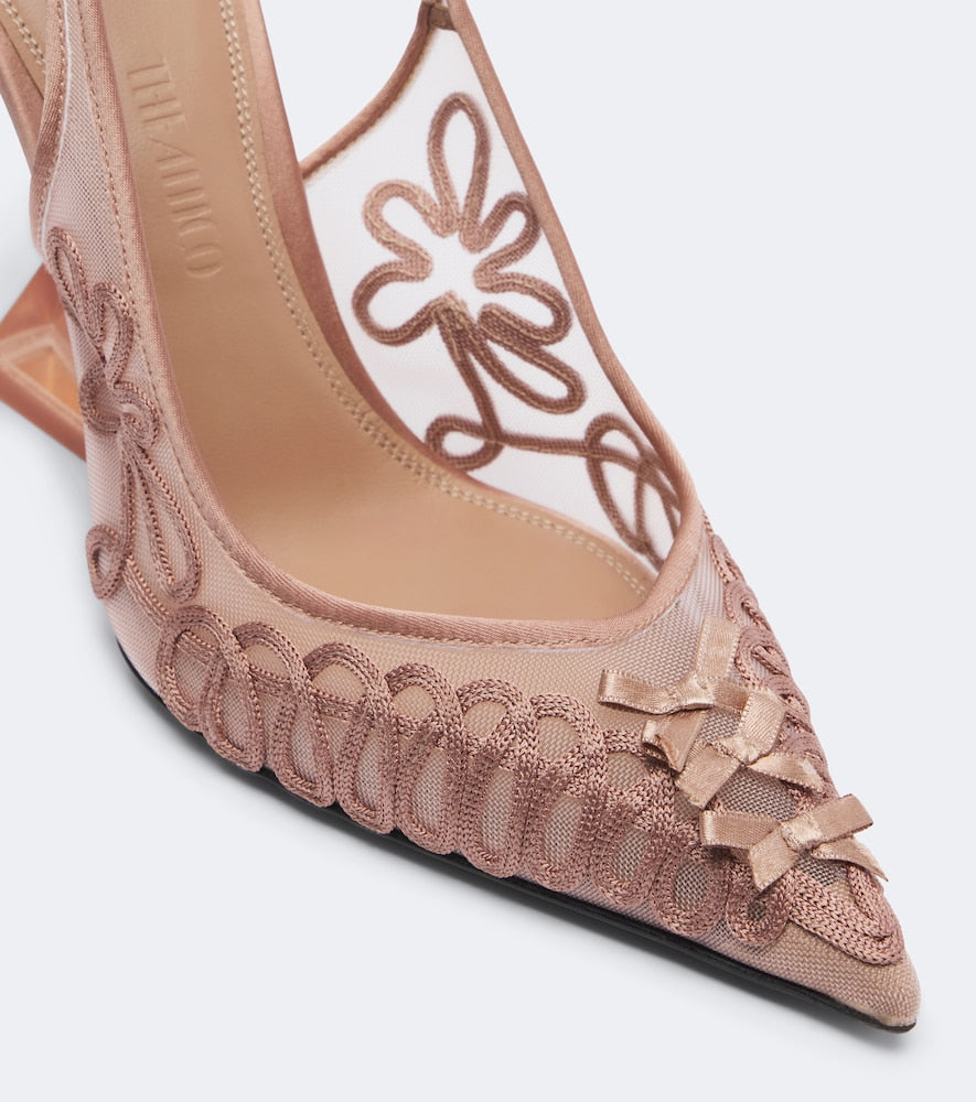 The Attico Cheope embroidered slingback pumps in Pink - High-Heel Pumps