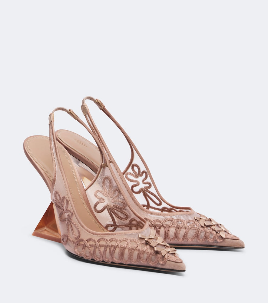 The Attico Cheope embroidered slingback pumps in Pink - High-Heel Pumps