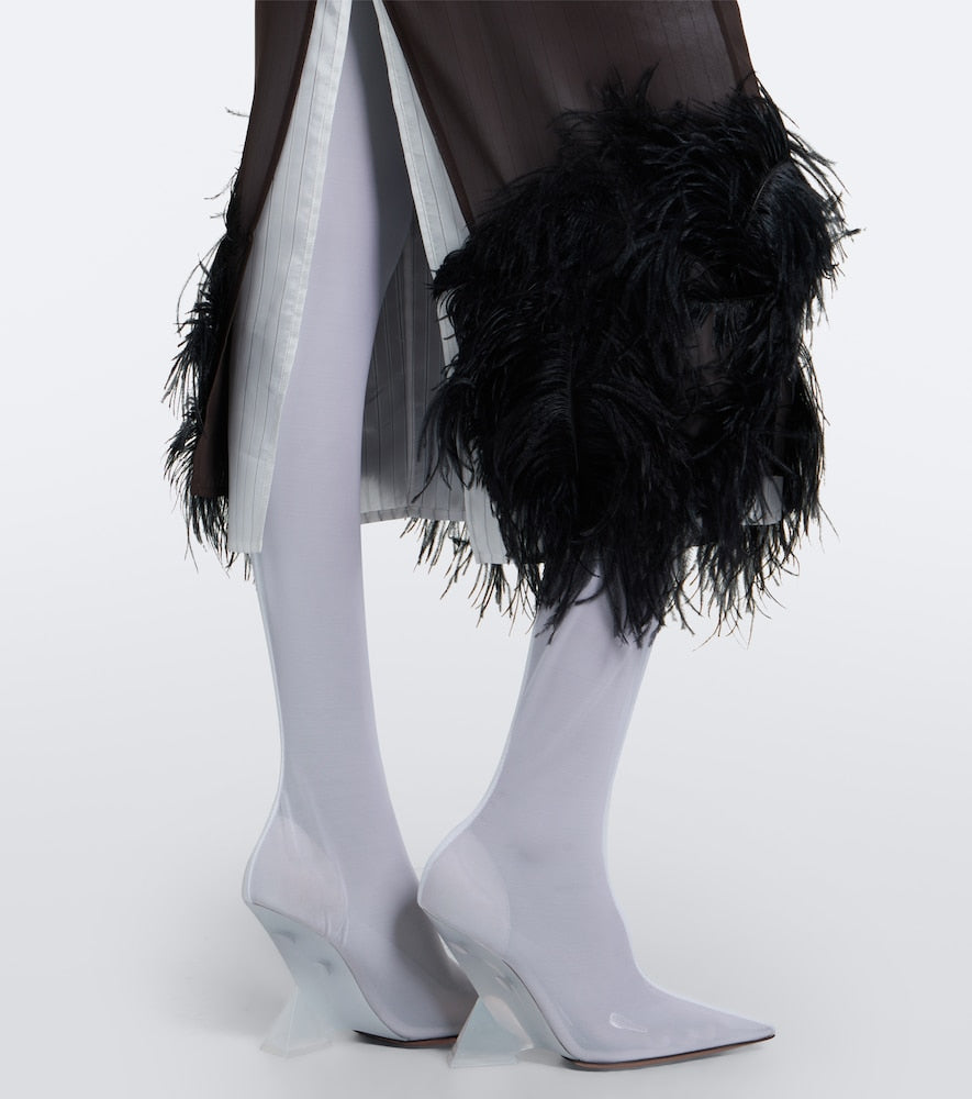 White The Attico Cheope mesh over-the-knee boots - Mid Heel Boots