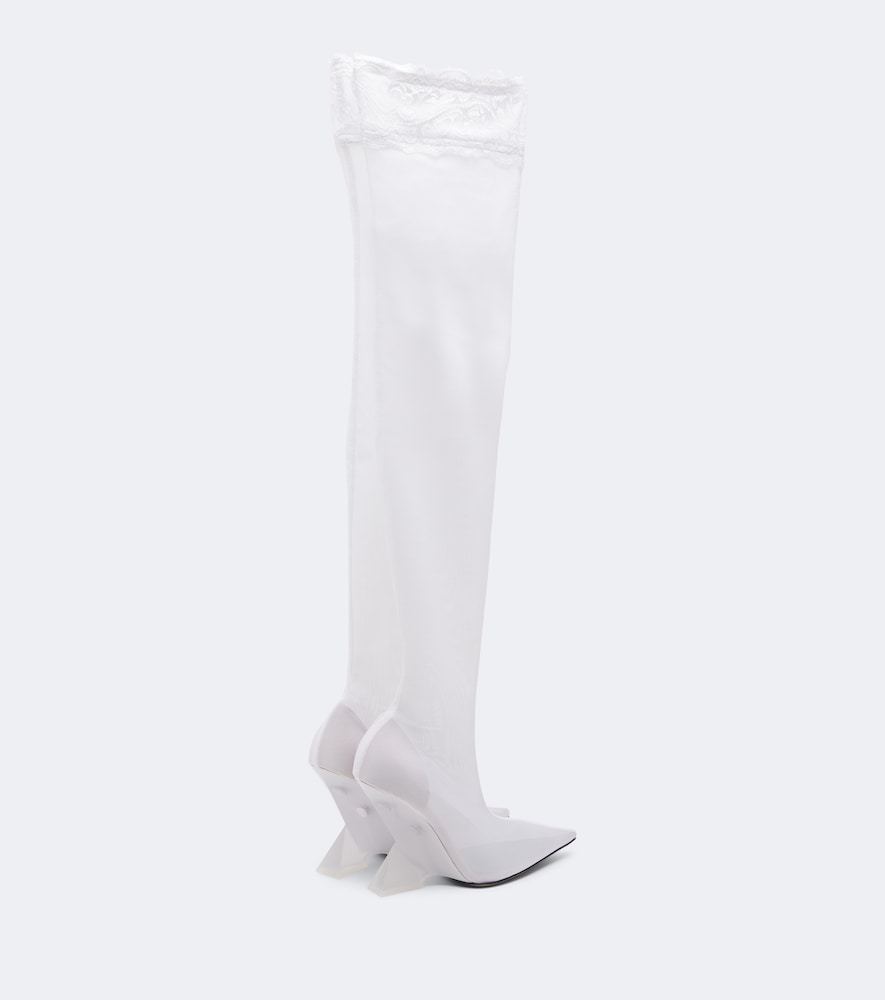 White The Attico Cheope mesh over-the-knee boots - Mid Heel Boots