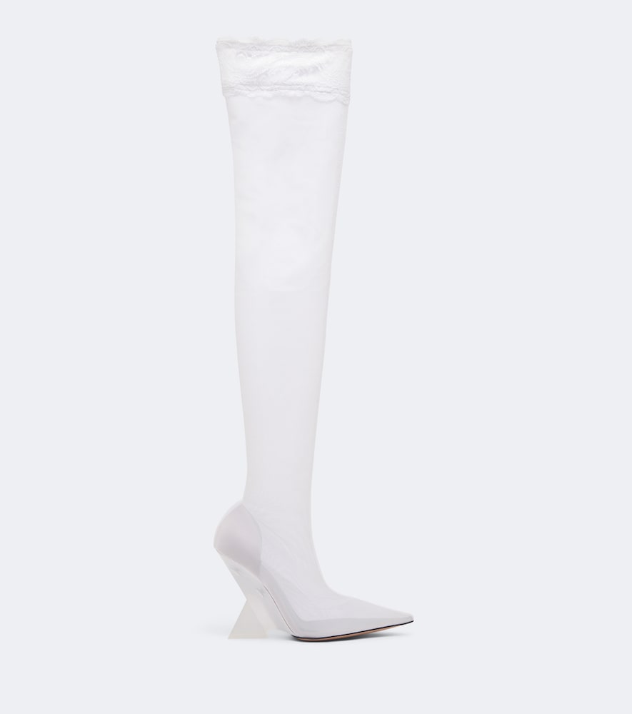 White The Attico Cheope mesh over-the-knee boots - Mid Heel Boots